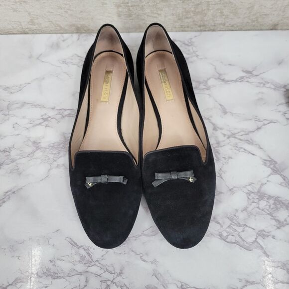 Louise Et Cie Black Velvety Suede Loafer with Bow Detail Women's Size 9 - Picture 1 of 12
